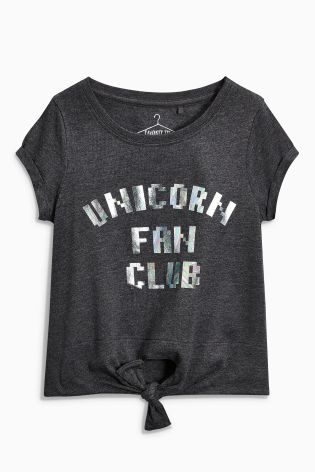 Unicorn Fan Club Tie Front T-Shirt (3-16yrs)